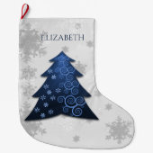 Grande Chaussette De Noël Arbre de Noël Festif Bleu Stocking (Devant)