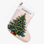 Grande Chaussette De Noël Arbre de Noël Festif Rétro Photo Rustique (Devant (Accrochage))