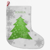 Grande Chaussette De Noël Arbre de Noël Festif Vert Stocking (Devant)