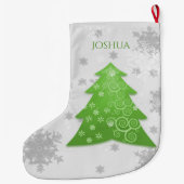 Grande Chaussette De Noël Arbre de Noël Festif Vert Stocking (Dos)