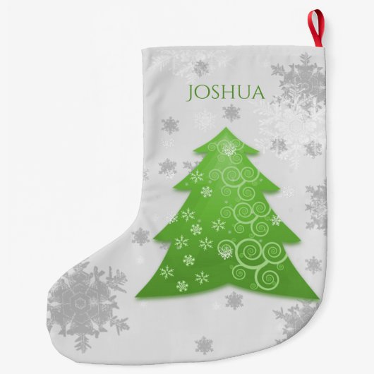 Grande Chaussette De Noël Arbre de Noël Festif Vert Stocking (Dos)