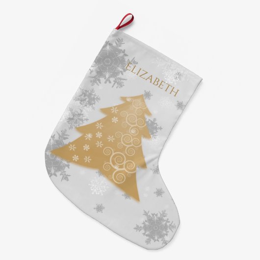 Grande Chaussette De Noël Arbre de Noël Gold Festive Stocking (Devant (Accrochage))