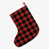 Grande Chaussette De Noël Arbre de Noël rouge de plaid de Buffalo (Dos (Accrochage))