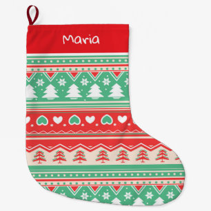 Grande Chaussette De Noël Arbre de Noël Rouge & Vert Amour - Fêtes de Fin d'