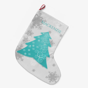 Grande Chaussette De Noël Arbre de Noël turquoise