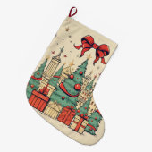 Grande Chaussette De Noël Arbre de Noël Vintage (Devant (Accrochage))