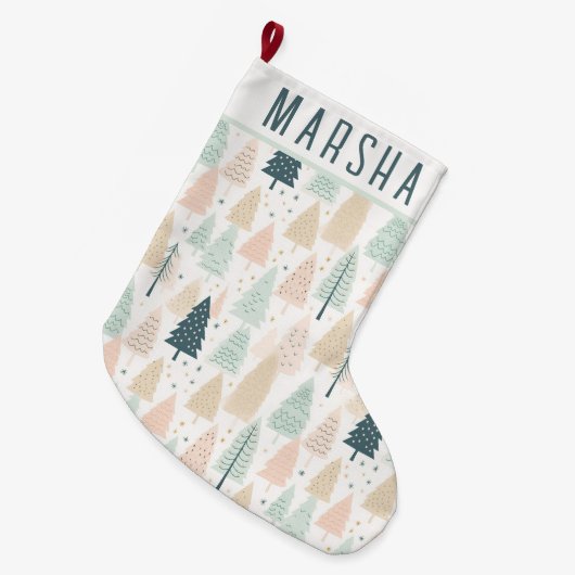 Grande Chaussette De Noël Arbres de Noël (Devant (Accrochage))