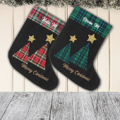 Grande Chaussette De Noël Arbres de Noël en étoile dorée verte