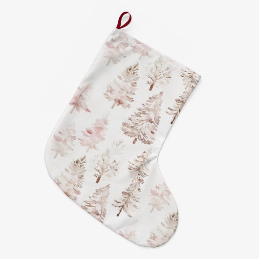 Grande Chaussette De Noël Arbres de Noël rose vif (Devant (Accrochage))