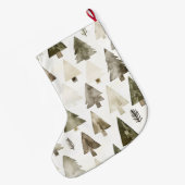 Grande Chaussette De Noël Arbres de Noël vert olive (Dos (Accrochage))