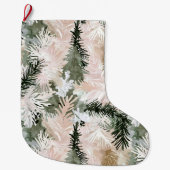 Grande Chaussette De Noël Arbres de Noël verts roses Abstraits (Devant)