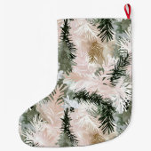 Grande Chaussette De Noël Arbres de Noël verts roses Abstraits (Dos)