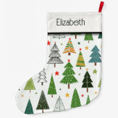 Grande Chaussette De Noël Arbres rétro (Dos)