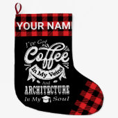 Grande Chaussette De Noël Architecture Personnalisée Café Dans Mes Veines Pl (Devant)