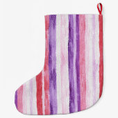 Grande Chaussette De Noël Argent Noël Pin violet Rouge rayures (Dos)