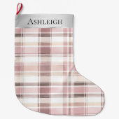 Grande Chaussette De Noël Argent rose blanc Trappe Noël (Devant)