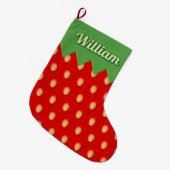 Grande Chaussette De Noël Arrière - plan de fraises Motif Noël Stocking (Devant (Accrochage))