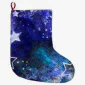 Grande Chaussette De Noël Arrière - plan spatial avec étoiles (Devant)