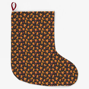 Grande Chaussette De Noël Art du chat Cute Chat Motif Enfant