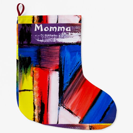 Grande Chaussette De Noël Art moderne Noël Stocker (Devant)