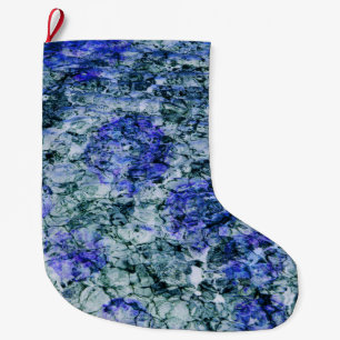 Grande Chaussette De Noël Art numérique d'aquarelle bleue arrière - plan abs