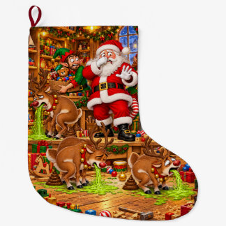 Grande Chaussette De Noël Atelier du Père Noël drôle Chaos Noël