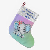 Grande Chaussette De Noël Baby 1er Noël Blue Boy Elephant (Devant (Accrochage))