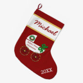 Grande Chaussette De Noël Baby First Christmas Stocking avec bébé buggy (Devant (Accrochage))