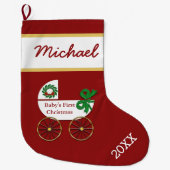 Grande Chaussette De Noël Baby First Christmas Stocking avec bébé buggy (Devant)