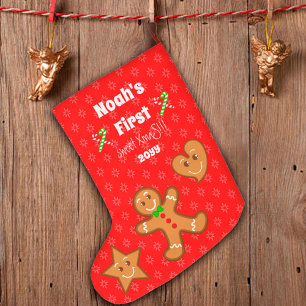 Grande Chaussette De Noël Baby First sweet XmaS Pain d'épices Pals 2 côtés
