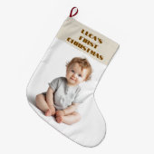 Grande Chaussette De Noël Baby's First Christmas Photo & Name Stocking (Devant (Accrochage))