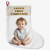 Grande Chaussette De Noël Baby's First Christmas Photo & Name Stocking (Devant)