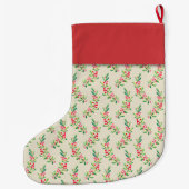 Grande Chaussette De Noël Baies d'aquarelle et vacances Feuilles (Dos)
