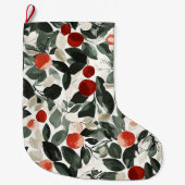 Grande Chaussette De Noël Baies rouges vertes de Noël (Devant)