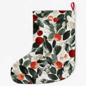 Grande Chaussette De Noël Baies rouges vertes de Noël (Dos)