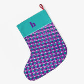 Grande Chaussette De Noël Balances de sirène Turquoise pourpre Monogramme No (Dos (Accrochage))