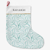 Grande Chaussette De Noël Balançoires blanches à la menthe Aqua (Devant)