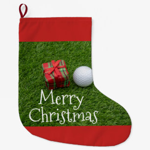 Grande Chaussette De Noël Ball de golf et Noël Présence sur herbe verte