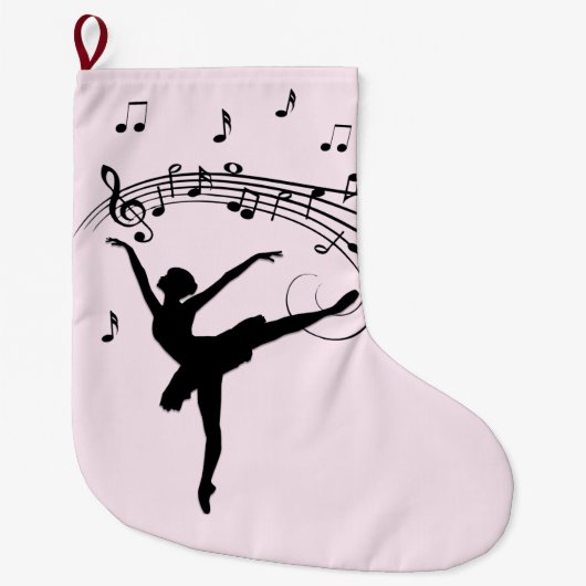 Grande Chaussette De Noël Ballerina Danse avec Musique rose (Devant)