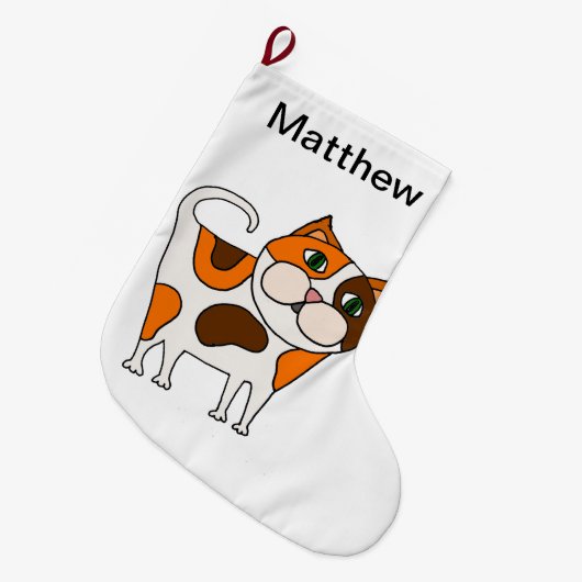 Grande Chaussette De Noël Bande dessinée mignonne de chat de Kitty de (Devant (Accrochage))