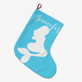 Grande Chaussette De Noël Bas côtier de sirène de Noël (Devant (Accrochage))