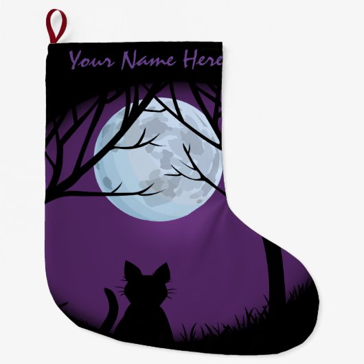 Grande Chaussette De Noël Bas customisé par bas de Noël d'amoureux des chats (Devant)