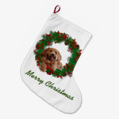 Grande Chaussette De Noël Bas de Noël avec le griffonnage d'or (Devant (Accrochage))