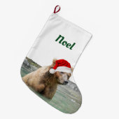 Grande Chaussette De Noël Bas de Noël avec l'ours gris (Devant (Accrochage))