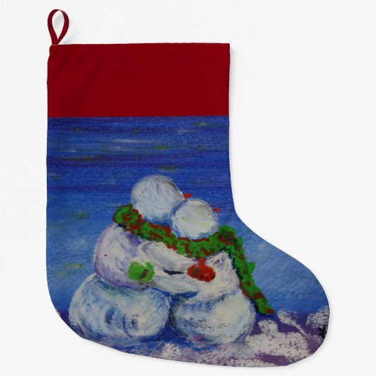 Grande Chaussette De Noël Bas de Noël de bonhomme de neige de Romancing (Devant)