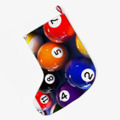 Grande Chaussette De Noël Bas de Noël de boules de piscine de billards (Dos (Accrochage))