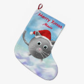 Grande Chaussette De Noël Bas de Noël de chat (Devant (Accrochage))