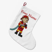 Grande Chaussette De Noël Bas de Noël de chat de sapeur-pompier (Devant (Accrochage))