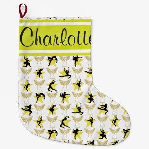 GRANDE CHAUSSETTE DE NOËL BAS DE NOËL DE DANSEUR PERSONNALISÉ JOLI PAR OR