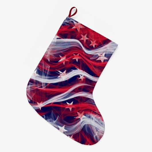 Grande Chaussette De Noël Bas de Noël de drapeau américain (Devant (Accrochage))
